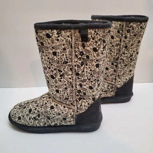 Bearpaw Womens Ivy Charcoal Floral Boots Size 7 - Picture 4 of 8